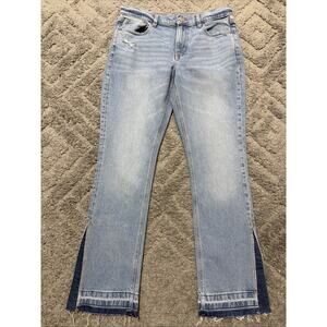 American Eagle Jeans Womens 10 90's Low Rise Kick Stretch 2 Tone Flared Bottom